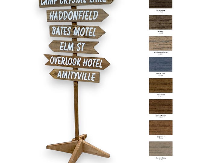 Personalized directional sign post, wood wayfinding arrows boards, Fully customizable direction mileage signage, Free standing post optional