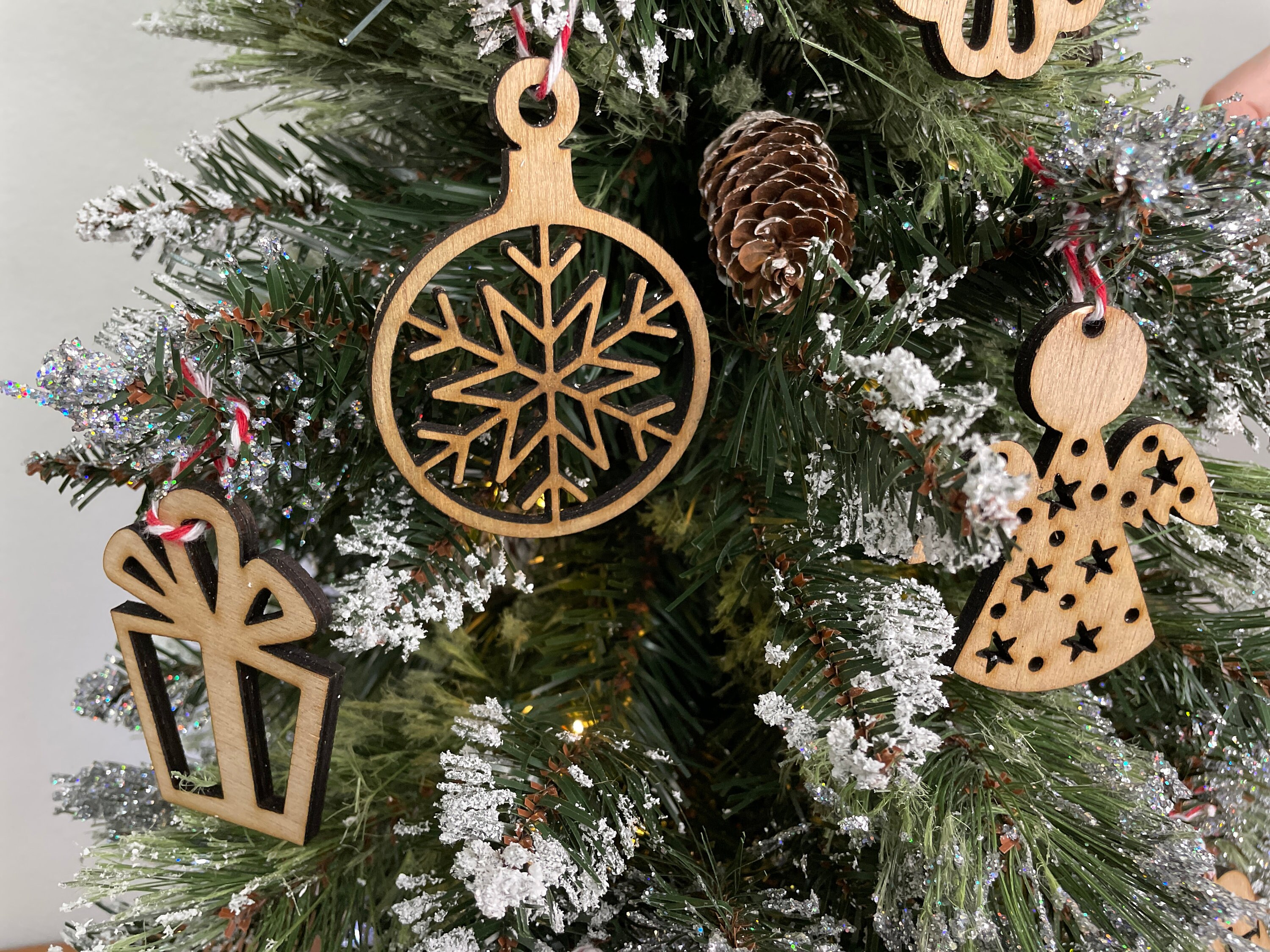 Christmas gift ornament set of 20. Large Wooden ornaments for Christmas  tree. Last minute gift idea. 3 inches diametr