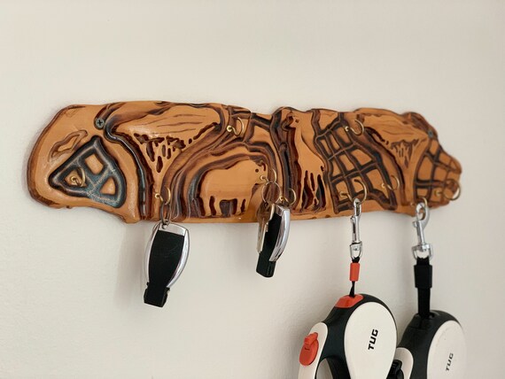Safari Wood Key Holder for wall. Modern Home decor Entryway