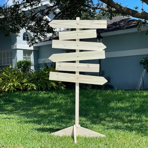 Blank Directional Sign wood, Unfinished arrow boards Outdoor safe, Reusable Business direction sign post