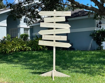Blank Directional Sign wood, Unfinished arrow boards Outdoor safe, Reusable Business direction sign post