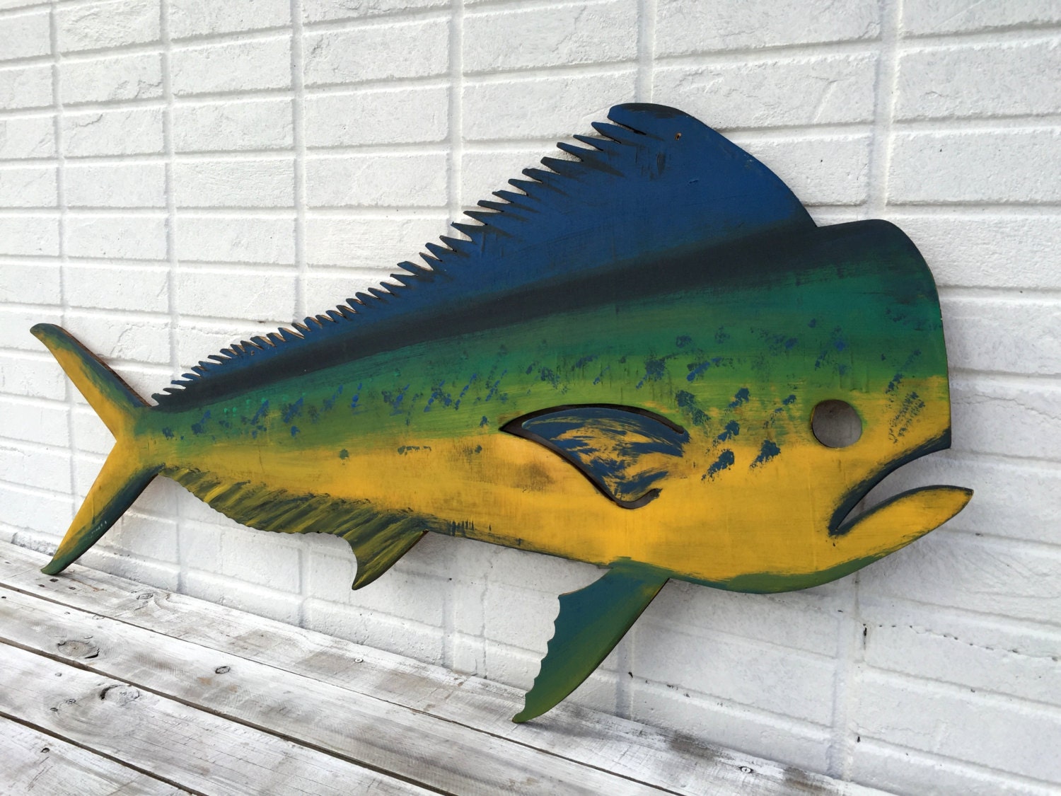 Mahi Mahi Wooden Fish Decor, Wall Art. Pool deck decor idea. gift