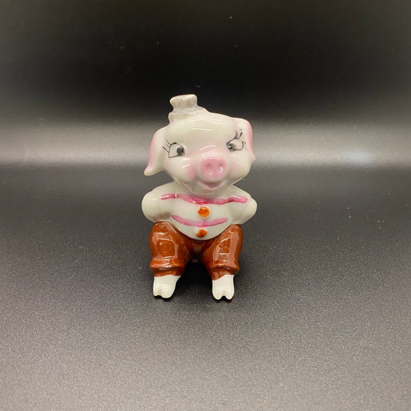 Vintage Porcelain Pig Figurine Japan 427-GRC