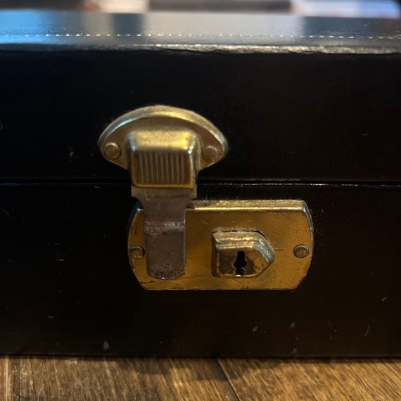 Vintage Black Jewelry Box w/ Gold Scroll Design 4… - image 9