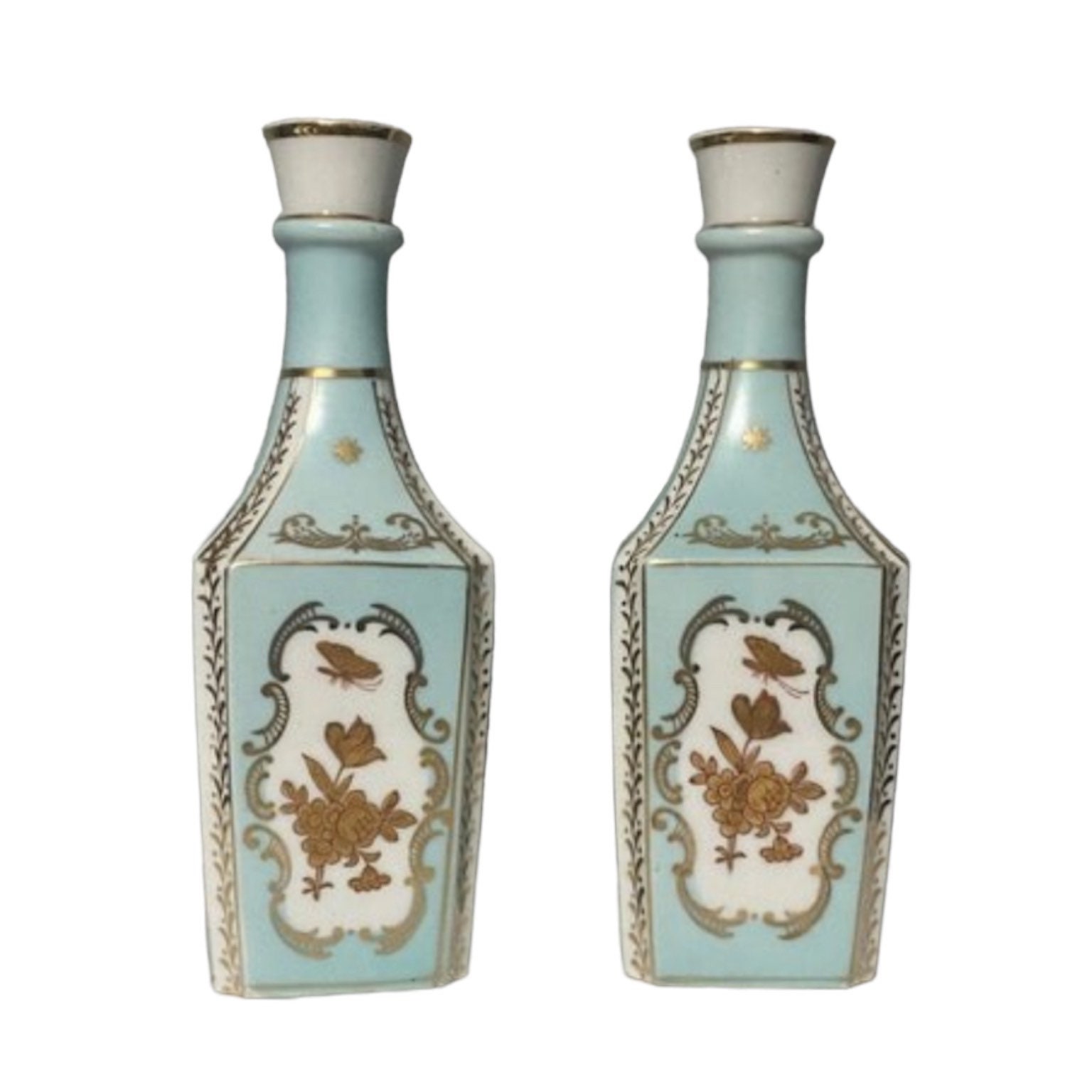 Vintage Pair of Rose D'or Floral Rosebud Vases Asian Inspired 94