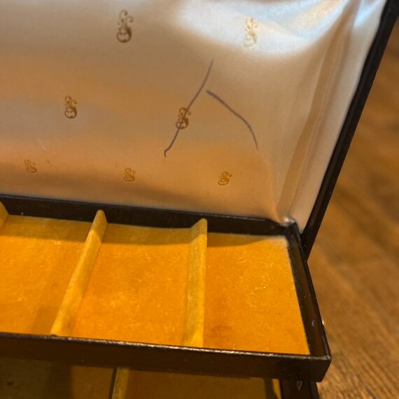 Vintage Black Jewelry Box w/ Gold Scroll Design 4… - image 6