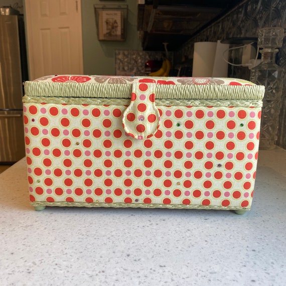 Vintage Fabric Sewing Box W/ Closure & Handle Etsy