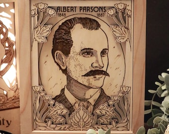 Albert Parsons Wooden Portrait