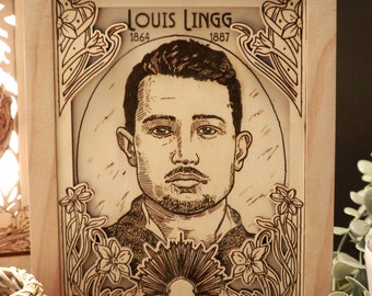 Louis Lingg Wooden Portrait