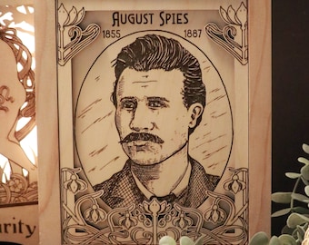August Spies Wooden Portrait