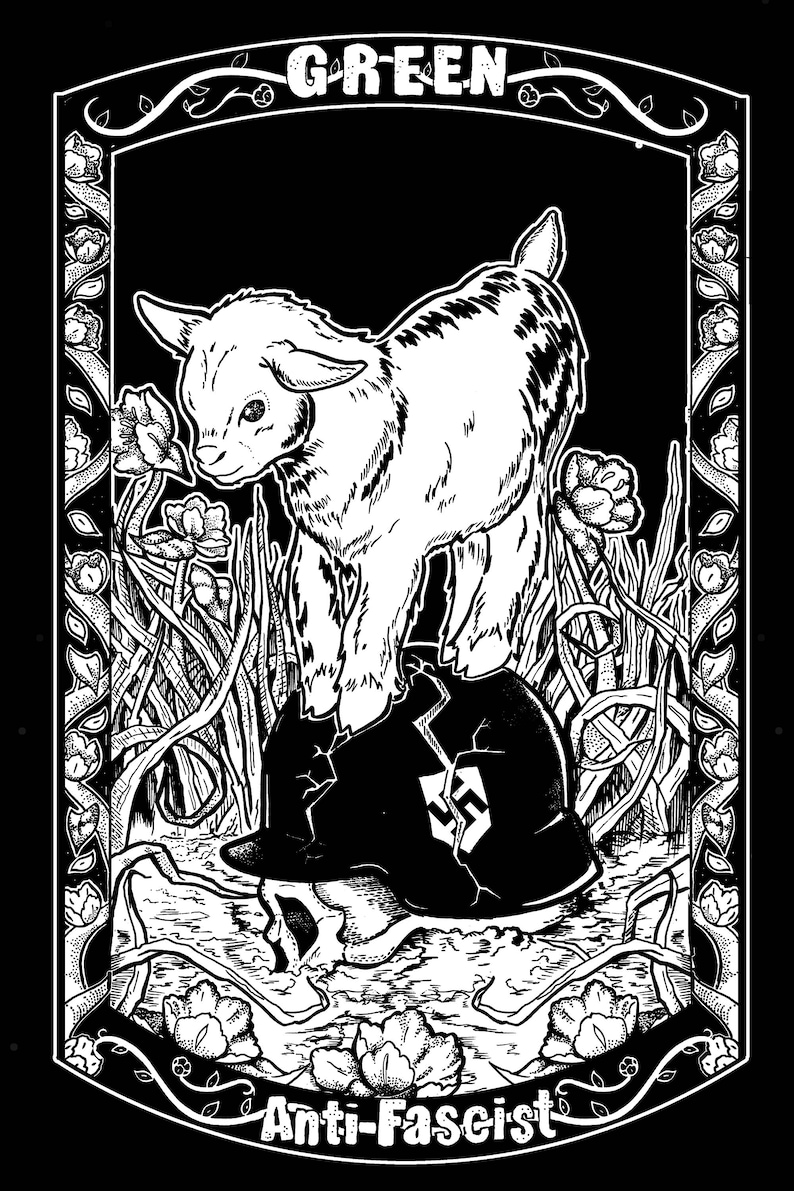 Green Antifa Goat Patch image 4