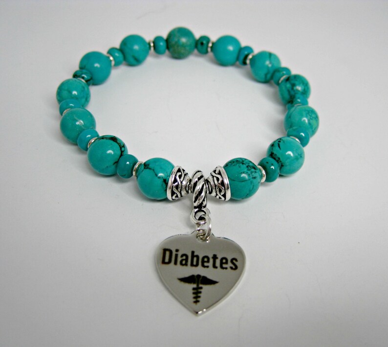 Diabetes Charms Diabetes Turquoise Diabetes I.D Medical Bracelet Diabetic Medical Bracelet Diabetic Awareness Bracelet Bracelet