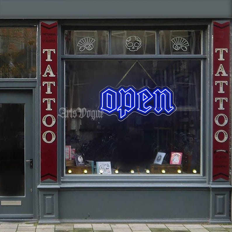 Open LED Neon Sign, Gothic Open Neon Sign, Custom Storefront Decor,open ...