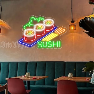 Sushi neon sign, Custom LED restaurant Neon Sign, japanese restaurant led light, Food led sign, Gift for Sushi Lover,Restaurant Welcome Sign