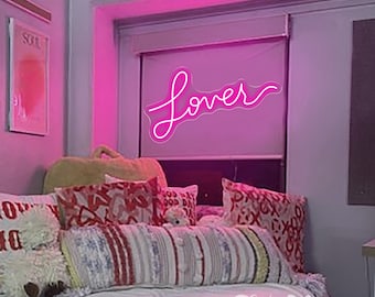 Lover Neon Sign,Pink Decor,Wedding Neon Sign, Girl's Room Decor, Welcome Sign,Personalized Anniversary Gift For Lover Couple, Gifts For Her