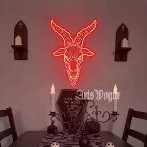 Baphomet Neon Sign, Custom Gothic Dark Led Decor, Black Goat Led Light, Satan Wall Decor,Dark Art Decor,Gothic Home Decor LED Light