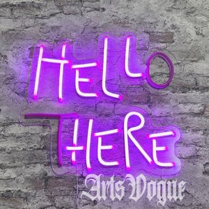 Hello There Neon Sign,Halloween Neon Sign Custom,Neon Helloween Party Decor,Blinking Spooky Neon Light,Game Room Wall Sign,Mancave Sign Art