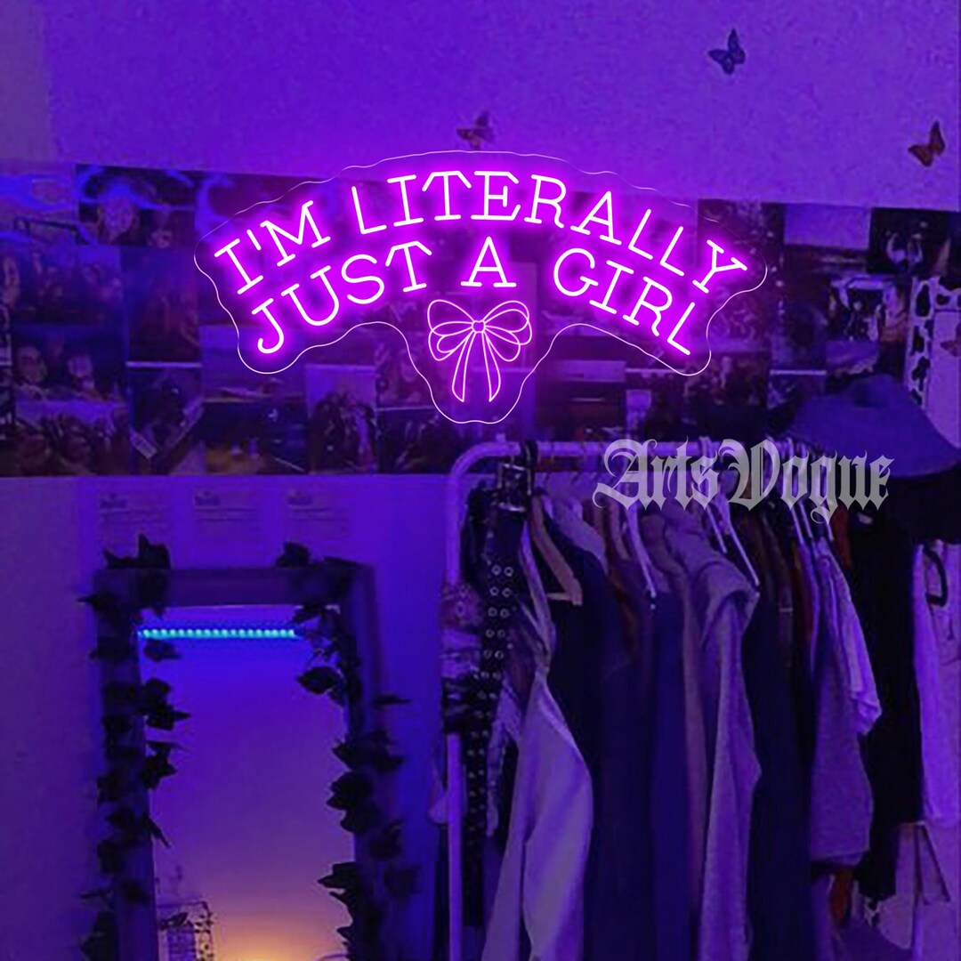 I'm Literally Just A Girl Neon Sign,pink Bow Bedroom Decor,girly Teen ...