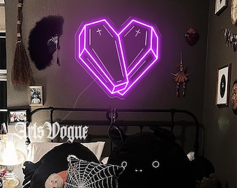 Coffin heart neon sign,Custom Coffin Sign,Heart Coffin LED Sign,Gothic Decor,Holiday gifts for goth lovers,Dark Art Decor,Halloween Decor