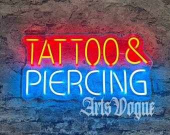Tattoo and Piercing Sign,Tattoo Studio Neon Sign Custom,Piercing Room Wall Decor,Tattoo Opening LED Neon Sign,Piercing Sign,Punk Wall Art