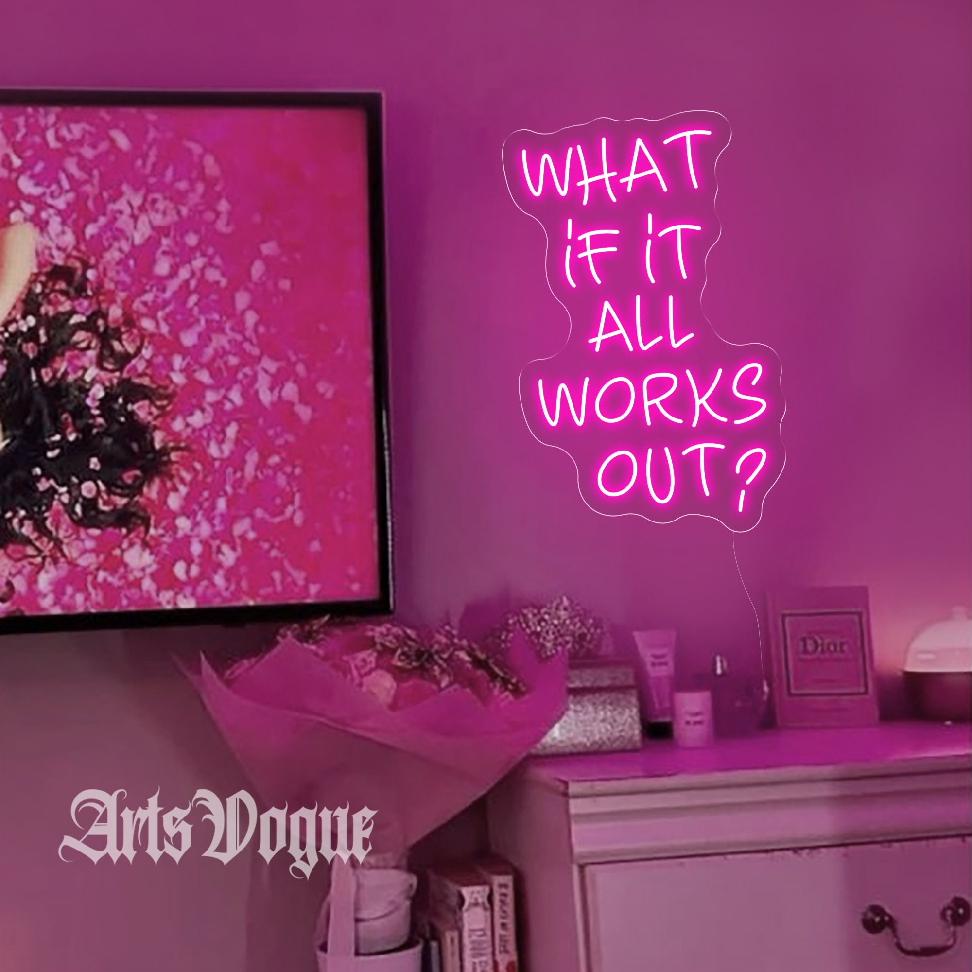 ネオンサイン　ピンク　it's a beautiful day to start IMEGINA Pink Stay Golden Neon Sign for Wall Decor, USB