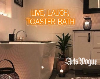 Tostadora "Vive y ríe", luz LED personalizada de humor negro, letrero humorístico para baño, decoración de pared para baño, decoración gótica, decoración sarcástica para el hogar, regalo de Halloween