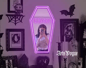 Coffin Mirror Neon Sign,Custom Coffin Sign,Gothic Mirror,Gothic Neon Light, Gothic Home Decor,Holiday gifts for goth lovers,Gothic Decor