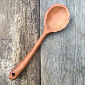 Handcarved Cherry Pot Spoon