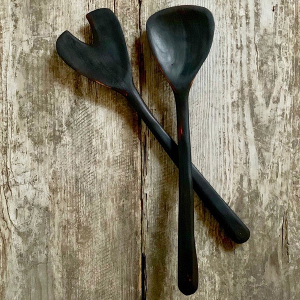 Handmade Blackened Cherry Salad Servers