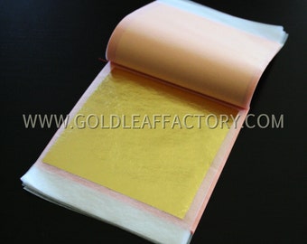 EDIBLE 23 Karat Transfer Patent Gold Leaves --  For chocolate , cake decoration , pastry , drinks , wedding , etc