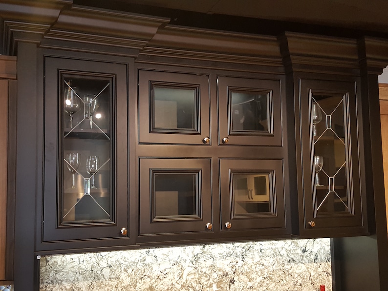 Unique Custom Made Kitchen Glass Inserts Astoria Etsy