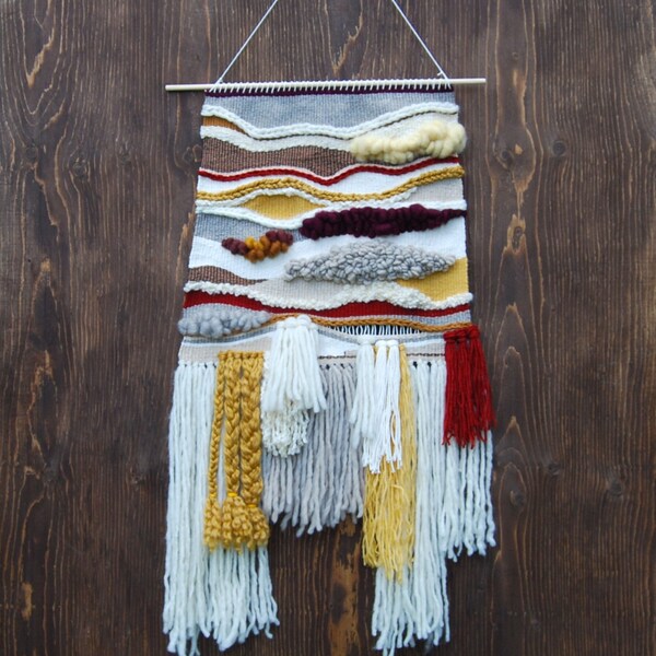 ON SALE: Woven Wall Hanging / Tapestry - neutrals, yellows, reds