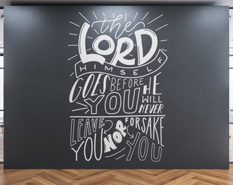 The Lord Himself Goes Before You | Church Wall Decal | Youth Room Wall Decor | Church Decor | Bible Verse Wall Art