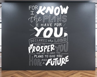 For I Know the Plans I Have For You | Church Wall Decal Jeremiah 29:11 | Youth Room Wall Decor | Church Decor | Bible Verse Wall Art