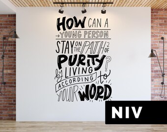 Psalm 119:9 Wall Decal | Path of Purity | Youth Room Decor