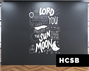 Psalm 121:5-6 Wall Decal | The Lord is a Shelter | The Sun will not Strike You by Day