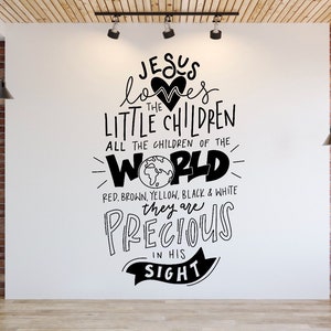 Jesus Loves the Little Children Wall Decal | Church Wall Graphics | Church Decor | Sunday School Wall Art