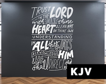 Trust in the Lord with All Thine Heart Wall Decal for Church | Proverbs 3:5-6 KJV | Children's Ministry Decor