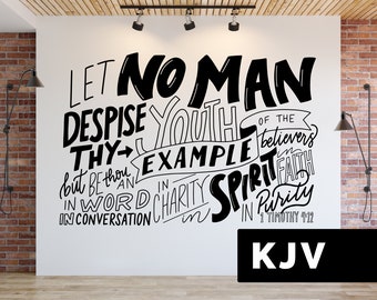 King James 1 Timothy 4:12 Wall Decal | Let No Man Despise Thy Youth | KJV Youth Room Wall Mural