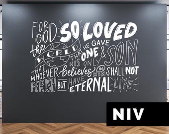 John 3:16 Wall Decal | For God So Loved the World | Bible Verse Vinyl