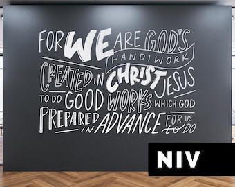 Ephesians 2:10 Wall Decal | We are God's Handiwork | Bible Verse Hallway Design