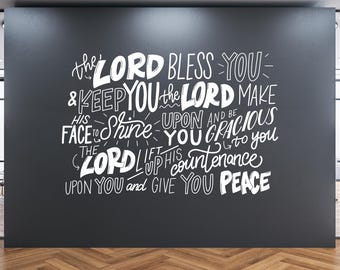 The Lord Bless You and Keep You Wall Decal | Youth Room Vinyl Mural | Numbers 6:24-25