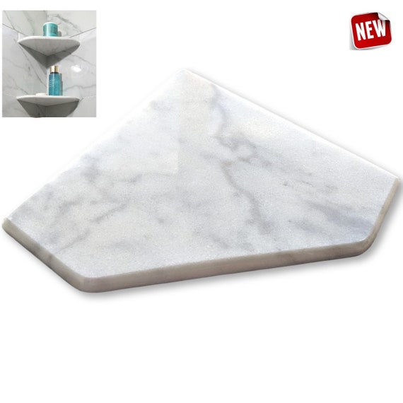 Premium Marble Corner Shelf for Shower & Bathroom 8" Soap Dish Stone Caddy