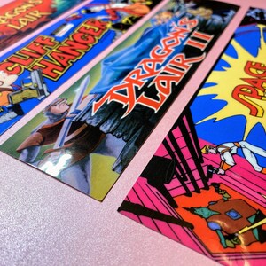 4 Pc MINI Arcade Marquee Stickers Dragon's Lair 1 & 2 Space Ace Cliff Hanger 80's Laser Disc Classics image 4