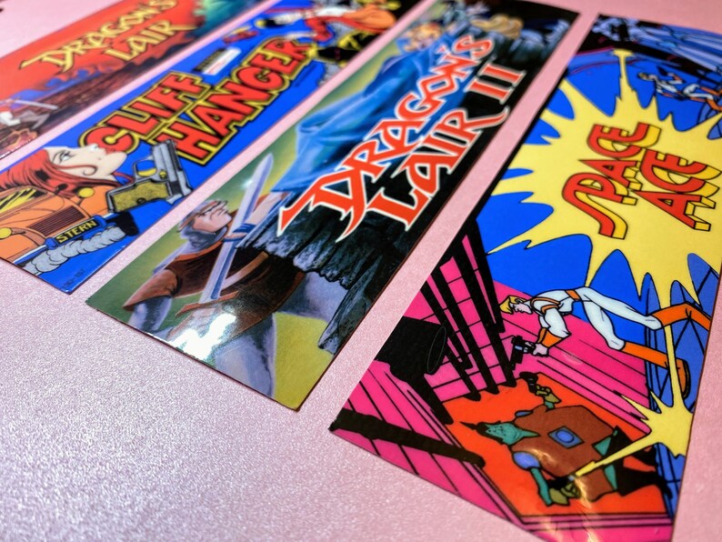 4 Pc MINI Arcade Marquee Stickers Dragon's Lair 1 & 2 Space Ace Cliff Hanger 80's Laser Disc Classics image 4