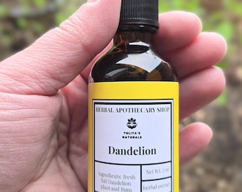 Digestion - Full Plant Dandelion Tincture - Flower in a bottle.  Fresh Plant.