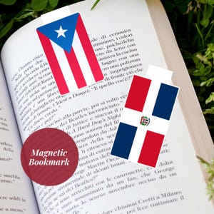 Puerto Rico and Dominican Republic Flag Magnetic Bookmarks Latin Heritage Gift Caribbean Flag Book Lovers Gift Hispanic Heritage Bookmark