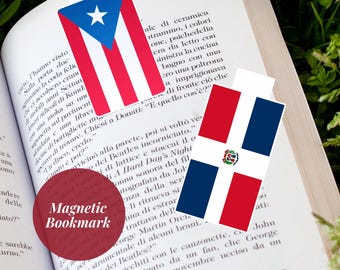 Puerto Rico and Dominican Republic Flag Magnetic Bookmarks Hispanic Heritage Month Gift for Coworker Magnetic Page Marker