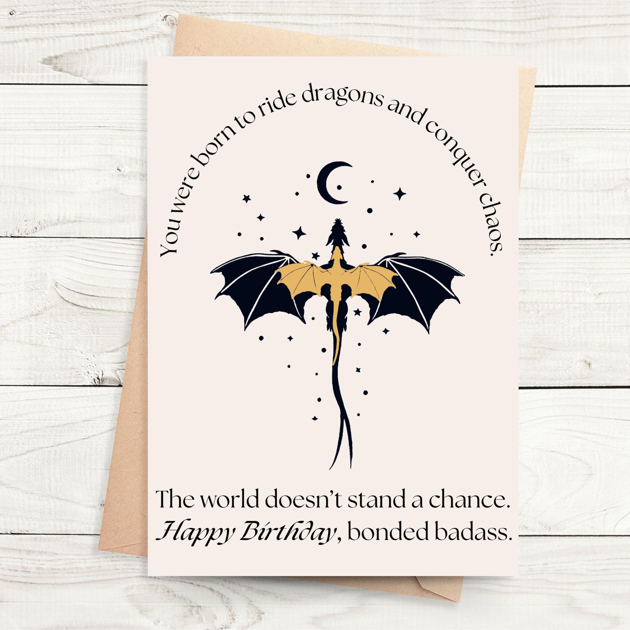 Fourth Wing Inspired Birthday Card Bonded Dragon Rider Basgiath