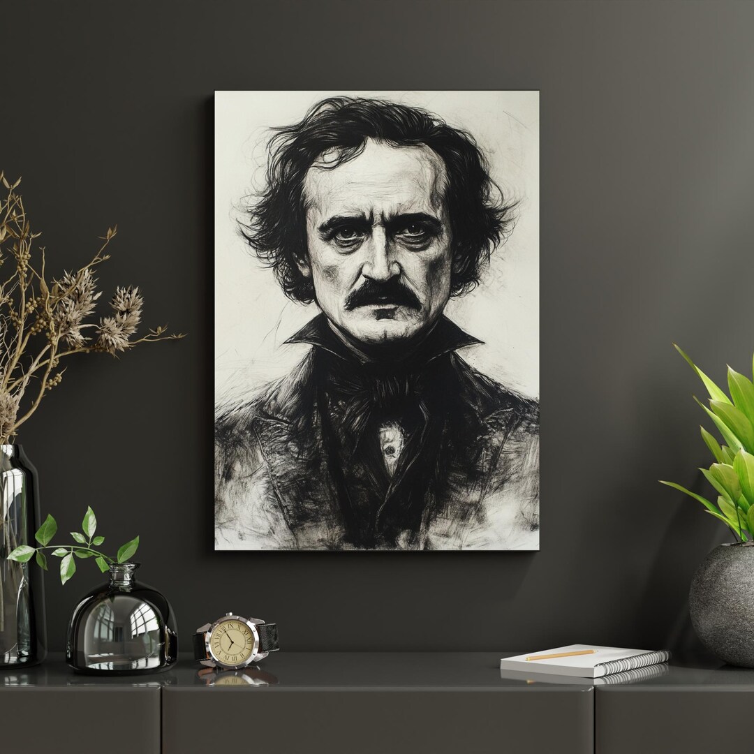 Edgar Allan Poe Wall Art Print Gothic Literary Portrait Dark Academia ...
